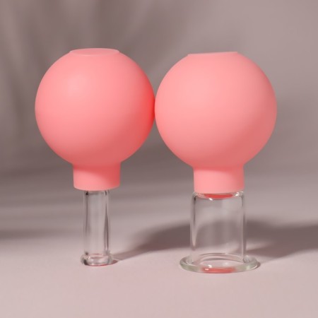A set of vacuum cans for massage, glass, d 1.5/3.5 cm, 2 pcs, pink color-5