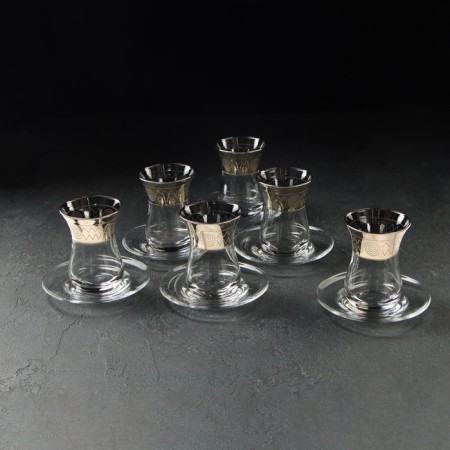 Tea Service "Egypt", 12 objects: a tea glass 160 ml, 6pcs, a saucer, 6pcs, with gold spraying