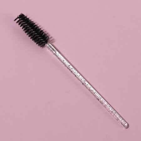 Brush for eyebrows and eyelashes, 10.8 cm, in case, black/transparent color-1
