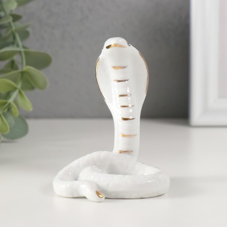 Souvenir ceramics "White Cobra" with gold 5x6.2x7.7 cm-2