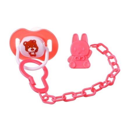 Nipple - silicone dummy orthodontic, from 0 months, with a cap, with a holder, in a container, pink color-5