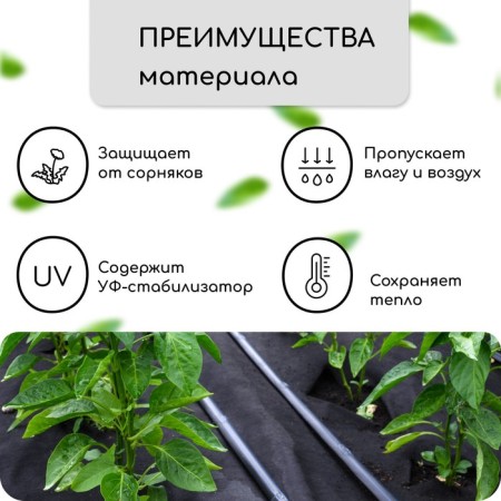 Mulching material, with perforation, 10 × 1.6 m, density 80 g/m², spanbond with a UV stabilizer, black, Greengo, economy 30%-1