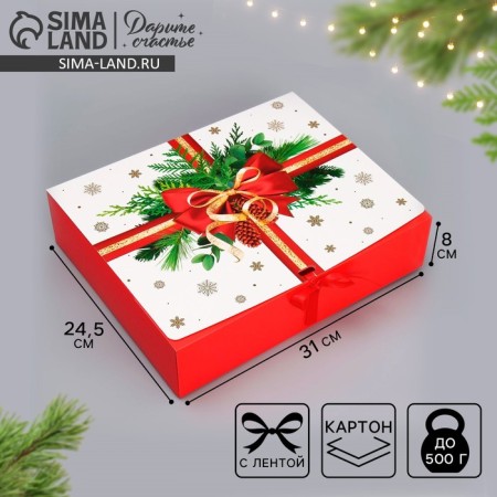 Gift Gift "Red Banting, embossing", 31 x 24.5 x 8 cm, New Year