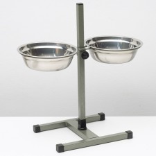 Stand with bowls, 2 x 1.5 l, height 50 cm, collapsible, green