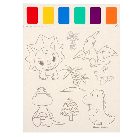 Coloring "World of Dinosaurs", 2 sheets, 6 colors of paint, brush-2