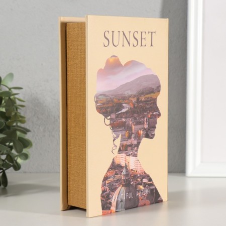 Safe-book wood, leatherette "Girl. Sunset" 21x13x5 cm-4
