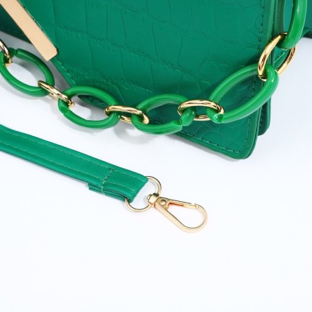 Bag Messenger with zipper, green color-5