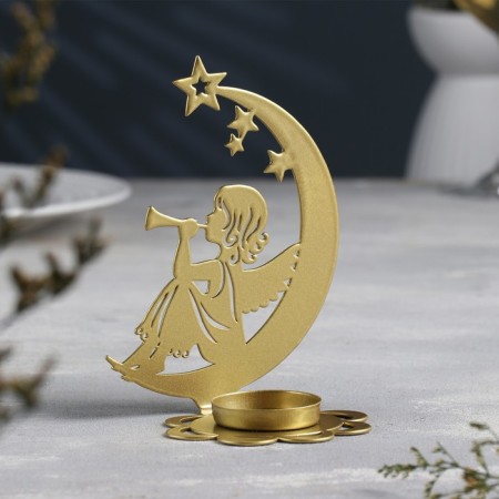 Summary "Moon" Metal for one candle, 7.1x10.8x14.7 cm, golden-1