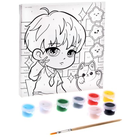 Picture on numbers for children "Green -eyed handsome", 15 x 15 cm-2