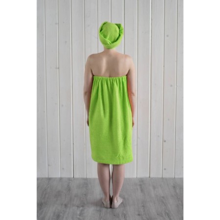 Women's set for the sauna (Pareo+Chalma) with embroidery, light green-4