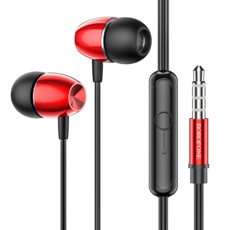 Headphones Borofone BM57 Platinum, vacuum, microphone, jack 3.5 mm, cable 1.2 m, red-1