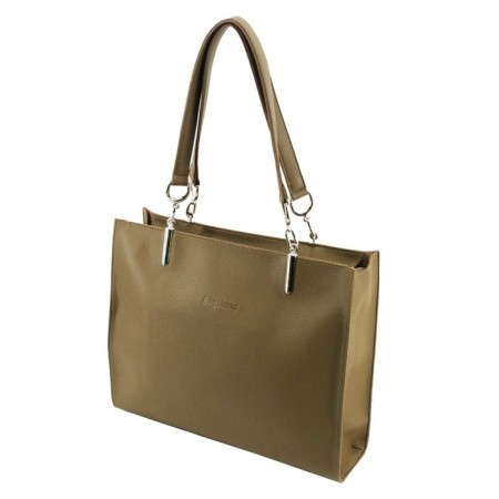 Bag women, genuine leather, green 33x10x30 cm