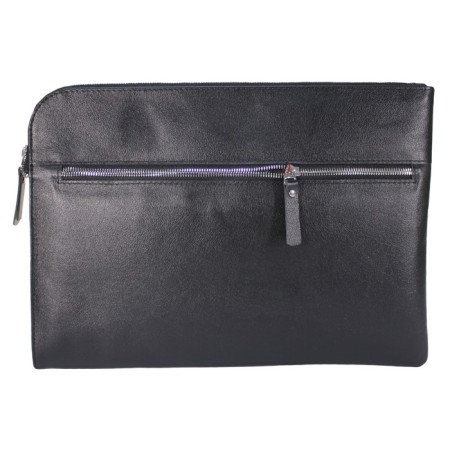 Men's folder on a zipper, 1 compartment genuine leather, black color-1