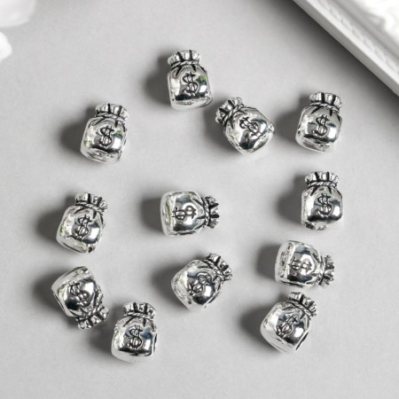 Bead for creativity Metal "Sack of Money" silver 1.2x0.9 cm-1