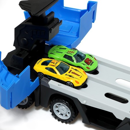 Parking 2 in 1 Truck, 6 cars, transforms into a vehicle, sound, color blue-11
