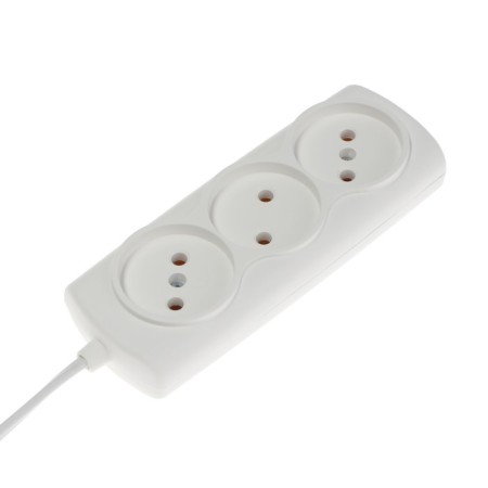 Extension cord Luazon Lighting Eco, 3 sockets, 4.5 m, 6 A, 1300 W, SHVVP 2x0.75 mm2, without salary, white-1