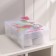 Shoe storage box with a “sandals” handle, 31 × 18 × 11 cm, the color is transparent