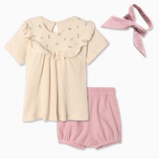 Set: dress, shorts, crumb of crumb I Wildflowers, height 86-92 cm, beige