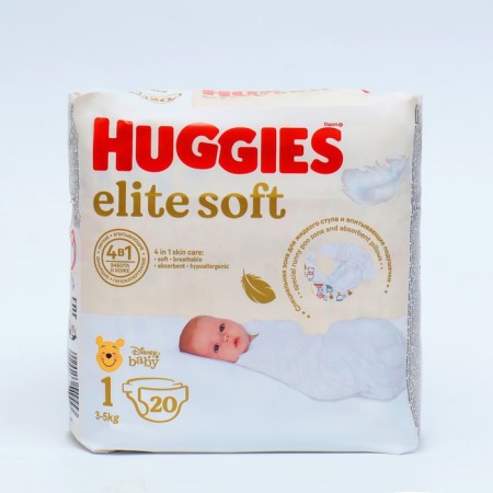 Distributes Huggies Elite Soft 1, 3-5 kg, 20 pcs