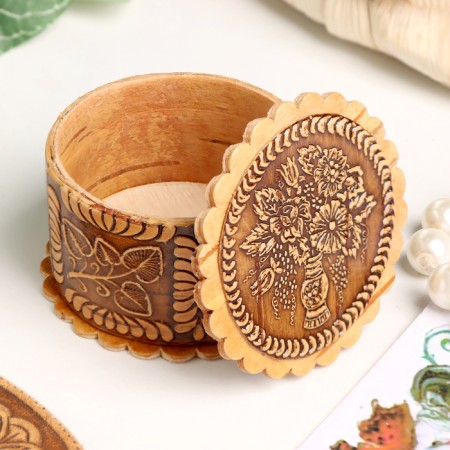 Casket "Bouquet", 40 x 25 mm, birch bark-1