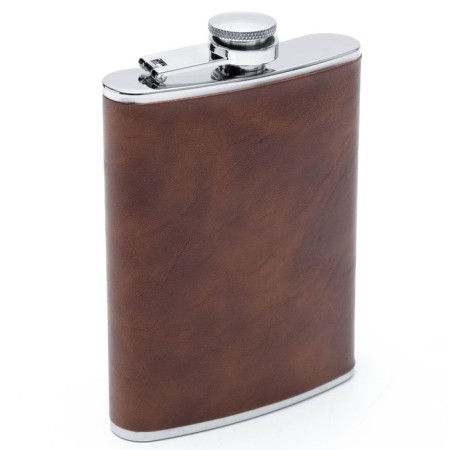Gift set 5 in 1: Flaw 240 ml, funnel, pen, 2 glasses, brown, 17 x 21 cm-2
