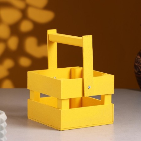 Wooden Kashpo 12 × 11 × 9 cm "odnushka light", two -string, yellow Dam beautifully-1