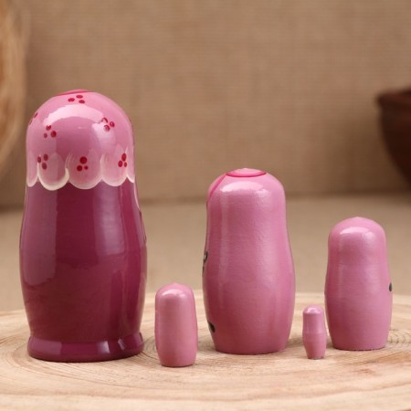 Matryoshka "Love", lilac scarf, 5 doll, 11.5 cm-3