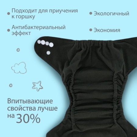 Panties-scammer, reusable, carbon-bamboo fabric, "donuts", from 0-12 months.-1