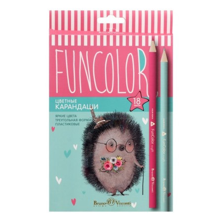 Pencils of 18 colors BrunovisConti. Funcolor, plastic, three -sided, mix-5