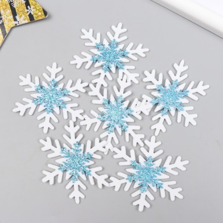 Foamiran's workpiece "Snowflakes" 6 cm, set 6 pcs, blue and blue-2