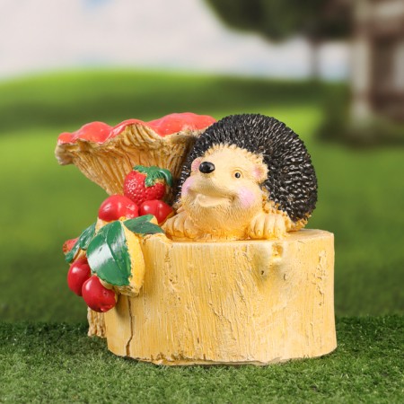 Garden figure "Hedgehog with chanterelles" 17x24x16cm-2