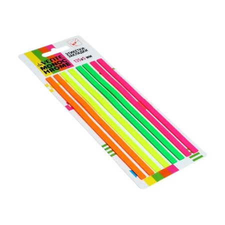 Bookmarks with adhesive edge, 5 x 135 mm, 4 colors of 20 sheets, plastic, Devente monochrome, cardboard blister-2