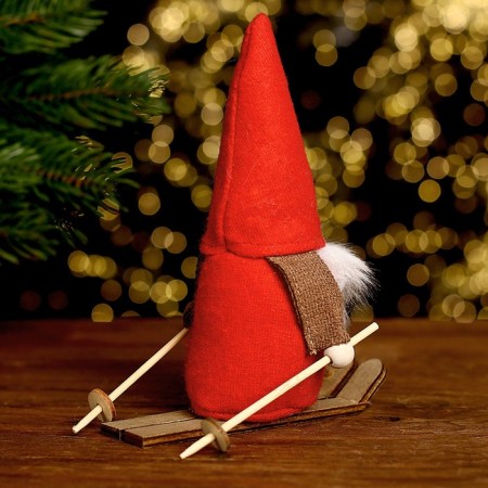 New Year's decor "An old man skiing in a red cap" 12 × 8 × 16 cm-1