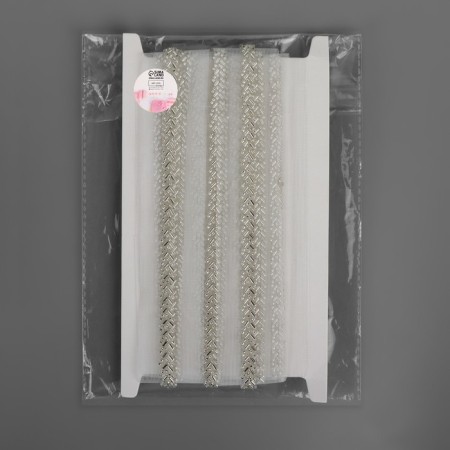 Decorative braid with beads, 35 mm, 4.5 ± 0.5 m, white color-2