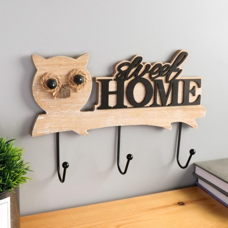 Hooks decorative wood "Puncture owl on a twig" mix 18.5x29.5x4.5 cm-2