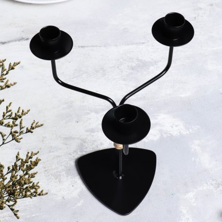 Small candlestick for 3 candles "Shandal", 26.2x20.5 cm, Black Muar-2