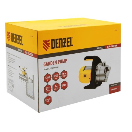 Surface pump Denzel GP1200x, Garden, 1200 W, pressure 46 m, 62 l/min, cable 1.5 m-6