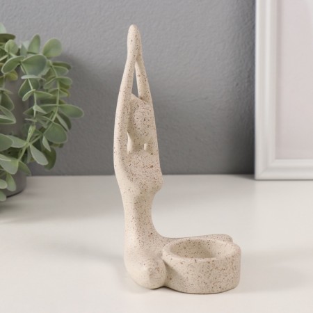 Polystone candlestick for 1 candle "Greeting the Sun" White in nettles 8.7x8.7x16.5 cm-1
