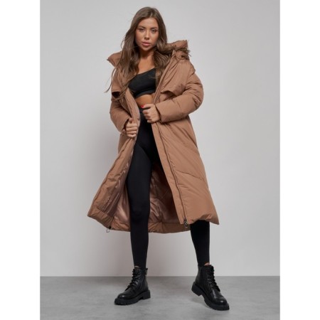 Coat insulated winter female, size 44, brown color-12