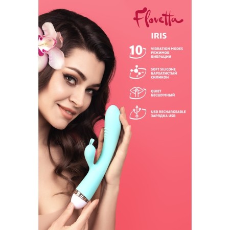 Flovetta by Toyfa Iris vibrator with clitoral stimulator, silicone, 22 cm, blue color-11