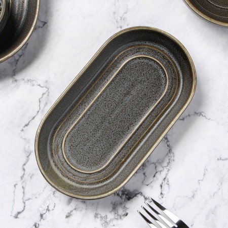 Porcelain Oval Magistro Urban, 260 ml, 18 × 9.8 × 2.5 cm, gray color