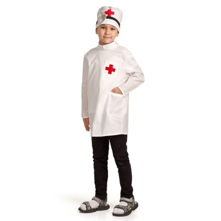 Dr.'s carnival costume, tool hat, robe, 5-7 years old, height 122-134 cm