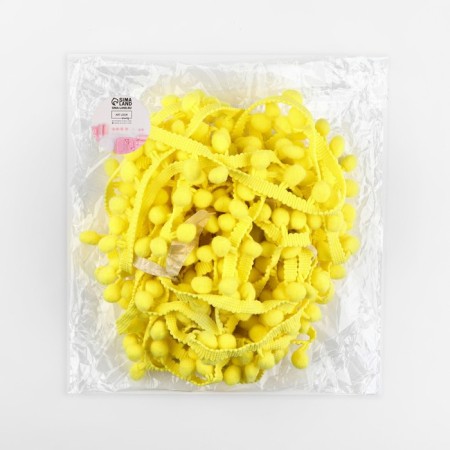 Decorative braid with pompons, 25 ± 5 mm, 9.1 ± 0.5 m, yellow color-2