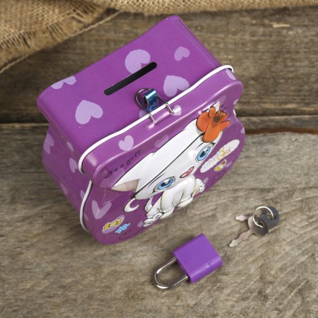 Piggy bank Metal "Cute kitten" mix 8.5x9x4.5 cm-2