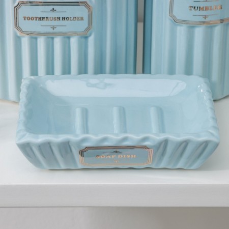 A set of accessories for the Classic bathroom, 4 items (350 ml dispenser, soap dish, 2 glasses), blue color-1