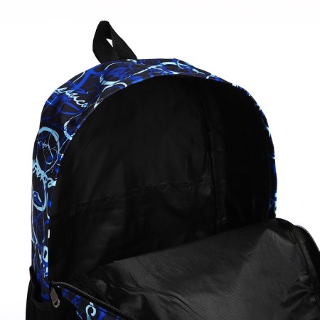 School backpack from textiles on lightning, 3 pockets, blue color-5