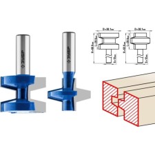 Set of milling bison 28731-38.1-H2, groove-chip, shank d = 12 mm, 38.1 x 28.6 mm