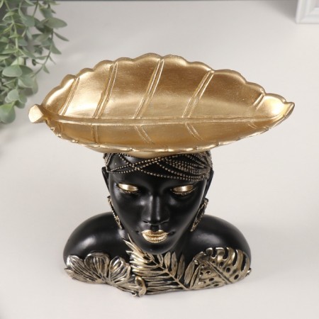 Souvenir Polystone stand "Girl with a gold leaf on her head" 10.5x22x23.5 cm-4