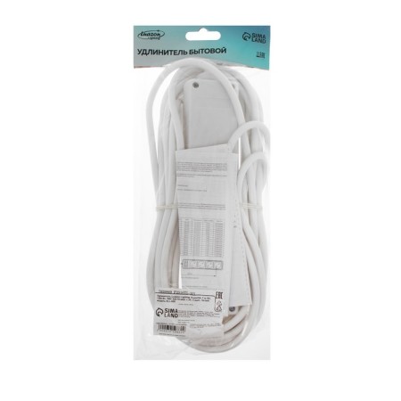 Extension cord Luazon Lighting, 4 sockets, 7 m, 6 A, 1300 W, 3x0.75 mm2, s/k, with excavation, b-4