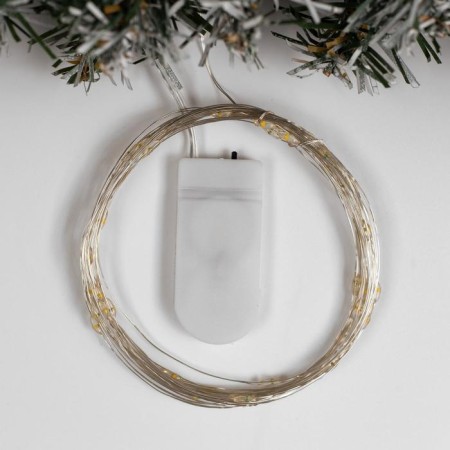 Garland “thread” 5 m dew, ip20, silver thread, 50 LED, glow warm white, CR2032x2-1